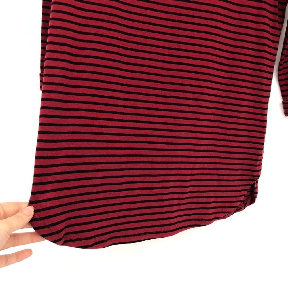 NWT- Reitman's Red & Black Striped 3/4 Sleeve T  shirt XS - Picture 12 of 16
